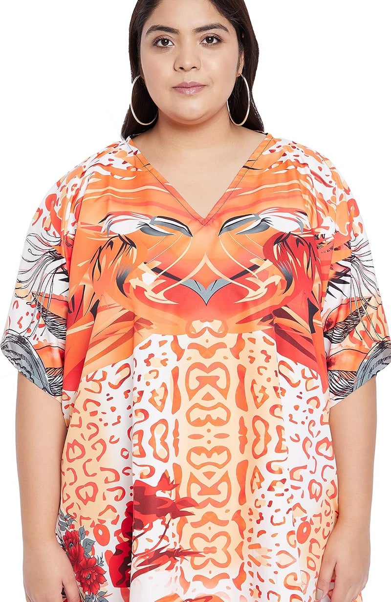 Oussum Short Caftans for Women Plus Size Kaftan Tunic Tops Polyester Summer Beach Clothing Mini Cover Ups Dress for Ladies - Image 3